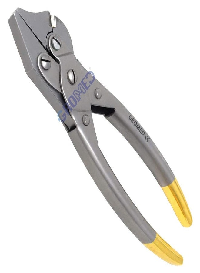 Gromed Ortho Parallel Plier (Maun Type Plier) with TC Side Cutter (Golden Handle - Tungsten Carbide Inserts on Jaws) for Upto 1mm 'K' Wire - 8"/20cm - Image 1
